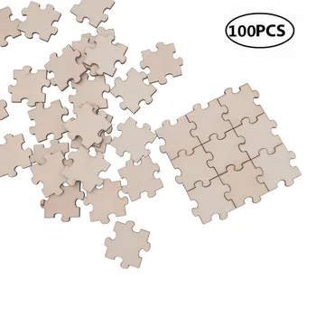 100ks 20mm Dřevěné Puzzle Čtverec Čipy Kusy Dřeva, Výřezy Ozdoby, dětské Puzzle, Ručně malované DIY Materiál pro