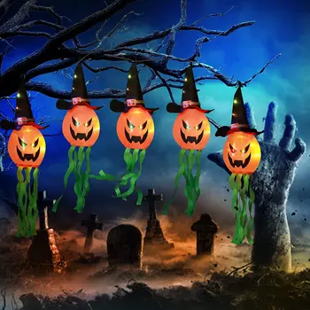 Halloween Dekorace Světla 5ks Visí Barevné LED Bublina Dýně String Světla pro Vnitřní Venkovní Dvoře Zahradní slavnost Výzdoba