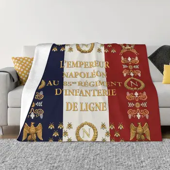 Napoleonské francouzské 85 Plukovní Vlajku, Pohovka Fleece Hodit Deku, Flanelové Francie Fleur De Lis Přikrývky, Ložní prádlo Auto Gauč Deka