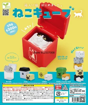 Křičet Japonsko Gashapon Obrázek Gacha Kapsle Hračka Figrine Kostičky Kočky Kočka Se Skrývá V Poli Desktop Dekorace