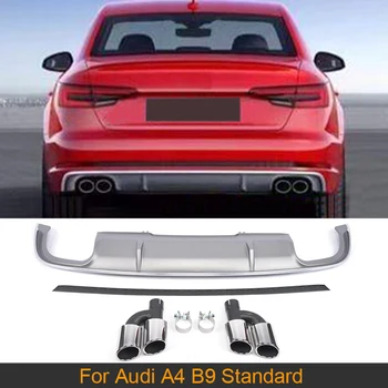 PP Auto Zadní Nárazník Difuzor Lip Spoiler pro Audi A4 B9 Standardní Sedan 2017-2019 Zadní Nárazník Difuzor Lip Guard Výfukových Tipy