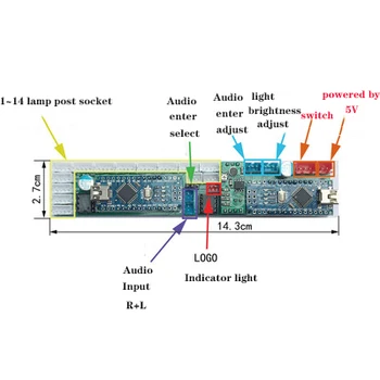 14-segment 7-segment spektrální analyzátor úroveň indikátor hudební spektrum světla, ovládací deska