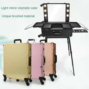 Nový Vozík kosmetické případě Válcování zavazadla Make-up Nástrojů,Odnímatelné Skládací Beauty Box dressing table kufr taška Profesionální
