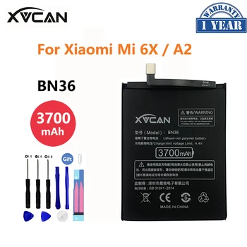 Původní XVCAN BN36 3700mAh Baterie Pro Xiaomi Mi 6X A2 Mi6X MiA2 M6X MA2 Vysoká Kapacita Telefon Náhradní Baterie Bateria