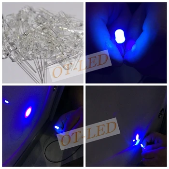 1000ks 5mm Ultrafialové 395nm UV 400nm LED Dioda Vyzařující Světlo Svítilna 5 mm UVLED Ultra Violet Fialová 5 mm Kulatý Vody čiré Čočky