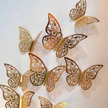 12ks/lot 3d Efekt Crystal Motýly Zeď Nálepka Krásný Motýl pro Děti Pokoje Zeď Nálepky Domácí Dekorace Na Zeď