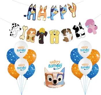 Pes téma narozeniny balón vytáhnout vlajky sada psí dort vložte kartu děti, narozeninové party dekorace balón set
