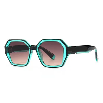 Retro Polygon Náměstí Barevné Ženy Brýle Módní Trendy Fialové Růžové Odstíny UV400 Muži Gradient Sluneční Brýle