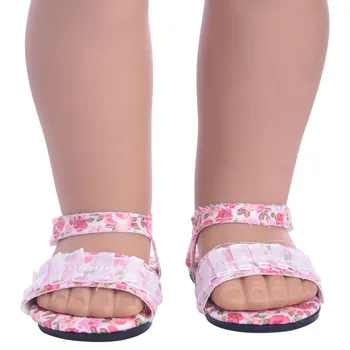 Super roztomilá Panenka boty Tištěné sandály pro 18 palcový American doll pro dítě dárek Panenky příslušenství