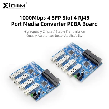 100/1000M Self-Přizpůsobení PCBA placa metra Deska 4 SFP Slot 4 RJ45 1,25 G Optický Media Konvertor Ethernet Switch Fiber transceiver