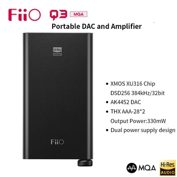 FiiO Q3S MQA-THX Vyvážené DAC/Sluchátkový Zesilovač DSD256 384kHz/32bit s AK4452 2.5/3.5/4.4 mm Výstup