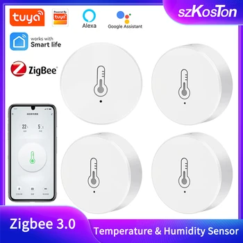 Tuya Zigbee Inteligentní Čidlo Teploty a Vlhkosti Pracovat s Alexa Google Asistenta Smart Home APP Remote Monitor SmartLife