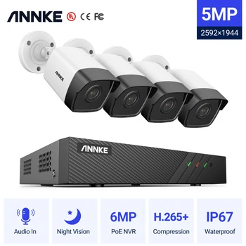 ANNKE 8CH FHD 5MP POE Network Video Bezpečnostní Systém H. 265+ 6MP NVR S 5MP Sledování POE Kamer S Audio Záznam Ip Kamera