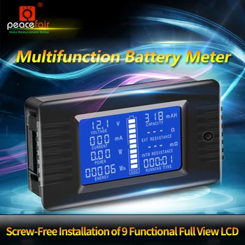 Peacefair Baterie Tester 9in1 Měřič Napětí Amp Voltmetr Aktuální Energetické Impedance Odpor Kapacita SOC Monitor 0-200V