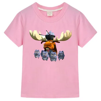 100% Bavlna Grizzy a Lemmings T-shirt Letní dětské Oblečení Dívky, Děti, Krátké Rukávy Trička Topy Roztomilé Dítě Chlapci Oblečení