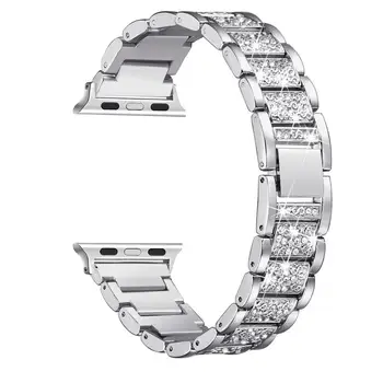Popruh pro Apple Watch band 45 mm 41 mm 42 mm 40 mm 38 mm 44 mm Bling z Nerezové Oceli náramek correa Apple watch series 7 SE 6 5 4 3