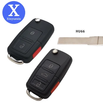 Xinyuexin Flip Auto Klíč Shell Vhodné Pro VW Passat, Golf, Beetle GTI Králík 2+1Button Vzdálené Klíče Fob Případě pro Auto VOLKSWAGEN 4Buttons
