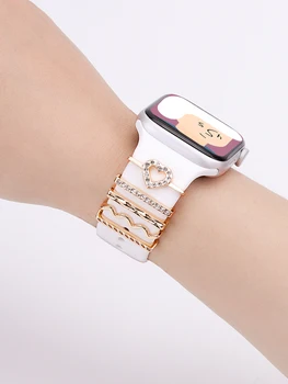 Popruh Dekorace Pro Apple hodinky kapela Diamond Šperky silikonový Náramek iWatch 7 6 ro 5 4 3 pro Galaxy s 4 hodinky Popruh Příslušenství