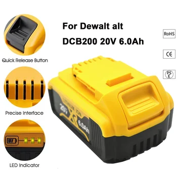 100% neue 20 V 6.0 Ah MAX XR Batterie napájecí nástroj Ersatz für DeWalt DCB184 DCB181 DCB182 DCB200 20V 6A 18volt 20V Batterie