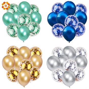 10ks 12inch Metalické Barvy Latexové Balónky, Konfety Vzduchu Balónky Nafukovací Míč Pro Narozeniny Svatební Party Balón Dodávky