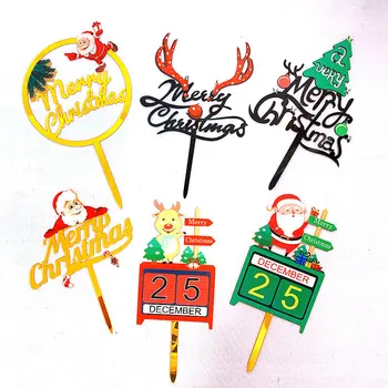2020 Vánoční Dort Zavírače, Zlatý Akryl Veselé Vánoce Cupcake Natí Dekorace Pro Děti, strany, dezerty, koláče vlajky Vánočními dárky
