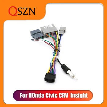 QSZN Auto rádio Pro Honda CRV Civic Insight Kabelového svazku Kabelů 16PIN Konektor Kabelového svazku napájecího Kabelu Android