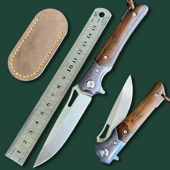Rakousko M390 venkovní vysoká tvrdost skládací nůž ostrý nůž, ovoce, kempování imitace nástroj ze slitiny titanu+pouštní železné dřevo handl