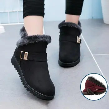 Ženy zimní boty 2022 semiš ploché ležérní kozačky dámské boty zimní zip teplé sametové botas femininas