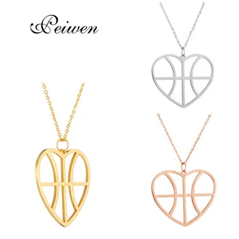 Duté Láska Srdce Basketbal Přívěsek Náhrdelník Pro Ženy, Muže, Rose Gold Stříbrná Barva Chian Obojky Kouzlo Náhrdelník Šperky Dárek