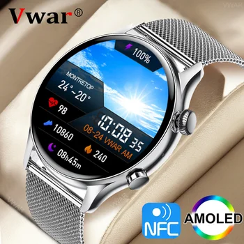 2022 Vwar NFC Chytré Hodinky Muži AMOLED Displej Vždy-na Displeji Bluetooth Volání Ženy Smartwatch Vodotěsné Sportovní Fitness Tracker