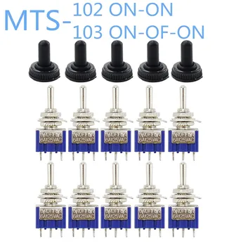10KS MTS-102-NA MTS-103 ON-OFF-ON 3 Pin, Single Pole Double Throw 6A 125VAC Mini Přepínač