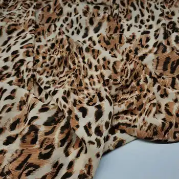 Klasické Leopard Květinové Šifónové Šaty Šátek Měkké Vrácení Krásné Letní Tkaniny