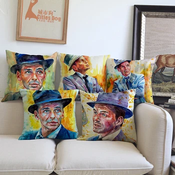 Film Znak Frank Sinatra Akvarel Portrét, Umění Prádlo Polštář Kryt Domácí Obývací Pokoj Dekorativní Rozkládací Sedačky Polštář Případ