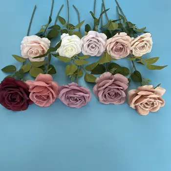 10ks Simulace Podzimní Růže Větev Sametové Růže Umělá Květina Věnec Svatební Dekorace Domácí Party Pozadí Zdi Dekor