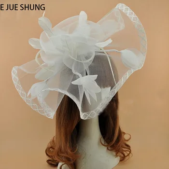 E JUE SHUNG Svatební Peří, Klobouky, White Red Black Velký Svatební Klobouky Svatební Fascinator Svatební Doplňky
