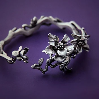 Letní nezávislý design ruční magnolia dámy náramek nádherné a krásné módní stříbrné šperky