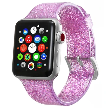 Třpytky Popruh pro Apple Watch Band 40mm 44mm pulseira correa iwatch kapela 38mm 42mm Silikonové Náramek Hodinky Apple watch série 6 5 4 3
