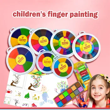 Malování Prstem Návod Výuka Angličtiny Děti Otisků Prstů Bláto Tisk Stůl Kulatý Barva Prst Malování Lze Prát