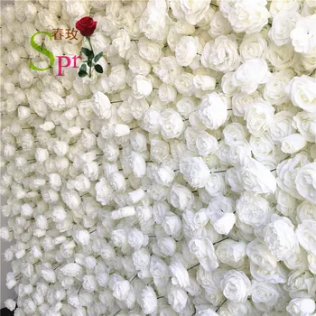 SPR Vlastní Bílé Svatební Dodávky Dekorace Růže Hortenzie Pozadí Hedvábí Umělé Dekorativní Květiny Nástěnný Panel