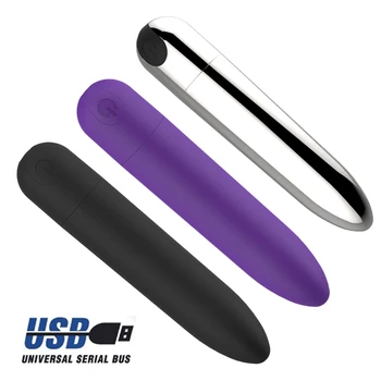 Přenosný Sex Hračky Vodotěsné 10 Rychlost Bullet Vibrátor na Klitoris Stimulátor, USB Dobíjecí Silver Bullet Vibrátor Pro Ženy