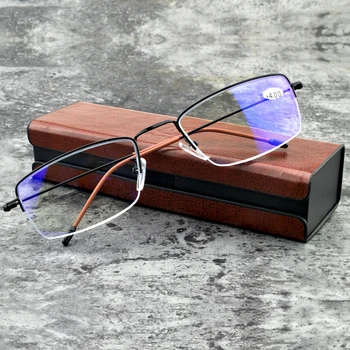 Muži Ženy Ultralehké Half-rim Progresivní Multifokální Brýle na Čtení Vidět Daleko A Blízko +0.75 +1 +1.25 +1.5 +1.75 +4 S pouzdrem