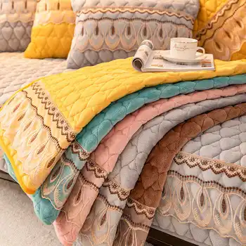 Zimní plyšové teplé pohovka kryt krajky non-slip vysoká kvalita sofa opěradlo ručník nábytek plný kryt prachotěsný ochranný kryt