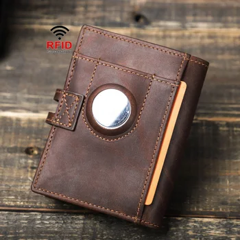 Luxusní Originální Kožené Airtag Peněženka RFID Zip Peněženky Kreditní Karty Karta Taška S Apple Airtags Držitel Anti-ztracené AirTag Peněženku