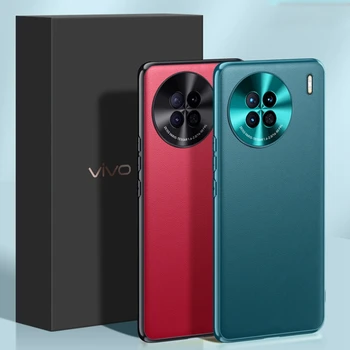 Luxusní PU Kožené Pouzdro Pro Vivo X90 Pro Plus Kryt Matný Silikonové Nárazuvzdorný Plnou Ochranu Telefonu, Pouzdro Pro VivoX90 Pro+ Coque