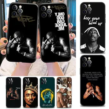 Hiphop Rap Zpěvák 2Pac Tupac Shakur Telefon Pouzdro pro iPhone 8 Plus SE roku 2020 2022 11 12 13 Pro Xs Max Mini XR Případě Černý Měkký Kryt