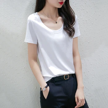 2021 Osobní Přizpůsobit ženy t košile krátký rukáv tričko A1145 bílá černá bavlna spandex, zvíře tisk