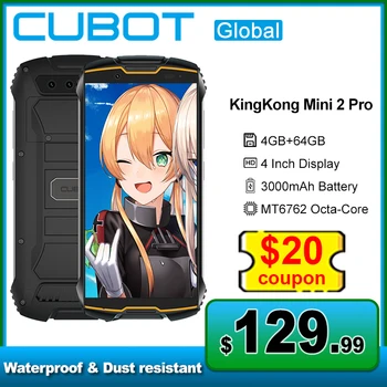 Cubot KingKong Mini 2 Pro Smartphone Vodotěsný 4GB+64GB 4 Palcový Displej Android 11 Telefon 13MP Fotoaparát, 3000mAh Baterie, mobilní Telefony