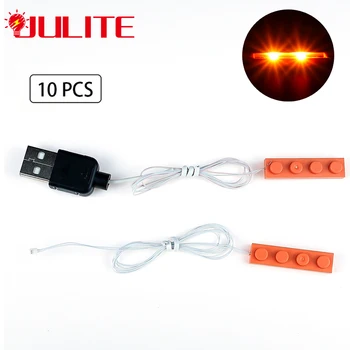 10pcs LED Světlo Kit 15cm Terminálu Linky Portu USB DIY Hračky Kompatibilní Stavební Blok Model