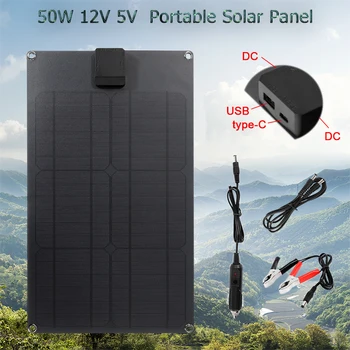 5V 18V solární panel 50w 12v přenosný solární deska, Venkovní USB nabíječka pro mobilní telefon baterie camping