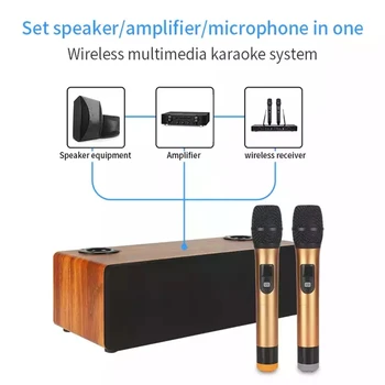 TV-3.2 Bezdrátové Mikrofony Karaoke Audio Sada 120W, Dřevěné Blueteeth Počítačový Reproduktorový Systém domácího kina, KTV Zpívat Sound box